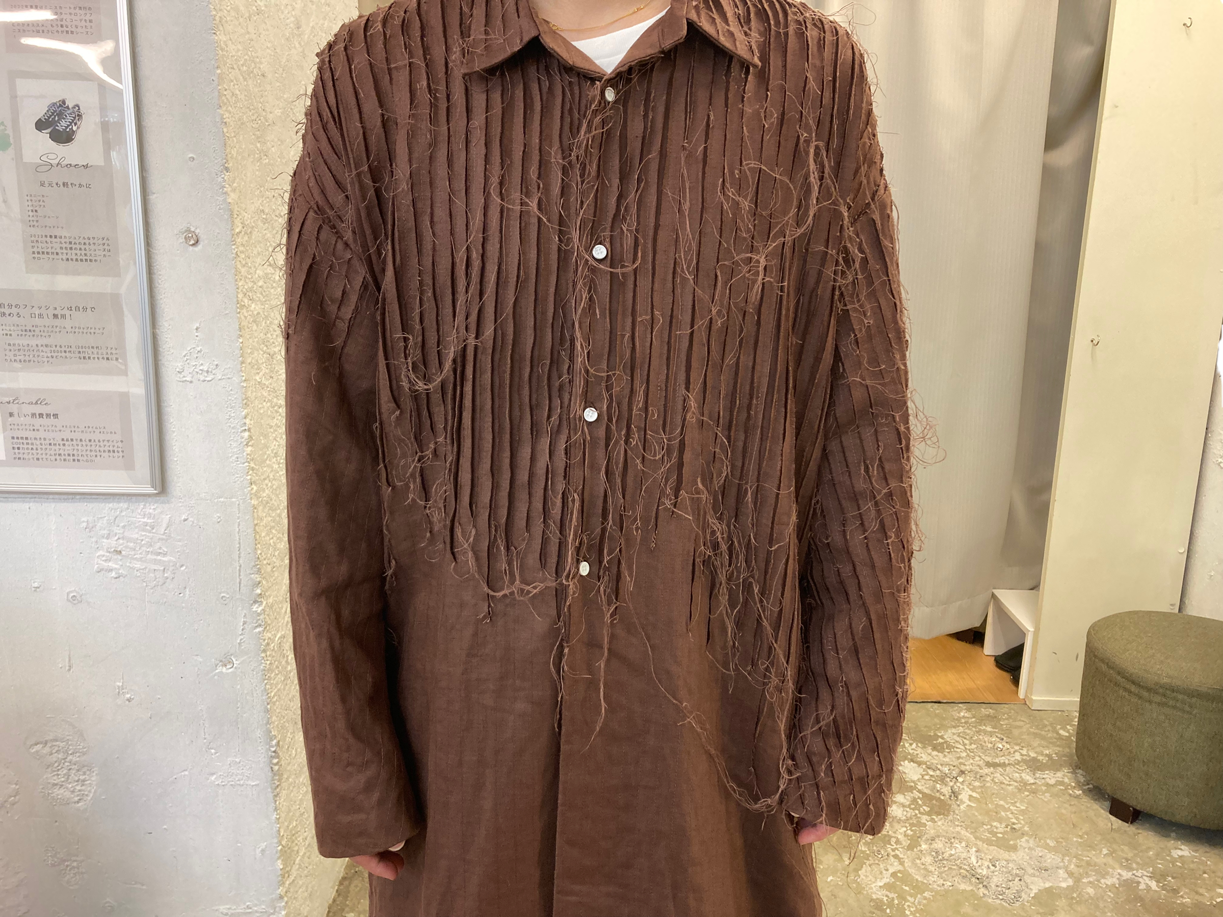 SHINYA KOZUKA】「COATISH SHIRT」 ロングシャツ【買取入荷